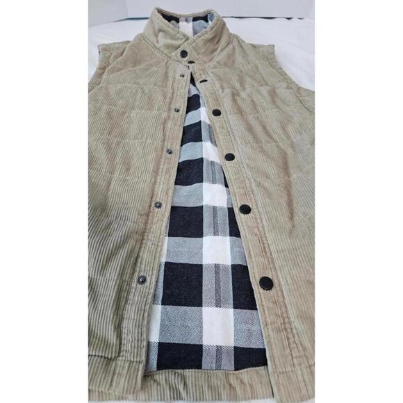 Union SEA WA Men's Beige Corduroy Vest with Plaid Lining Size Small - Picture 5 of 8